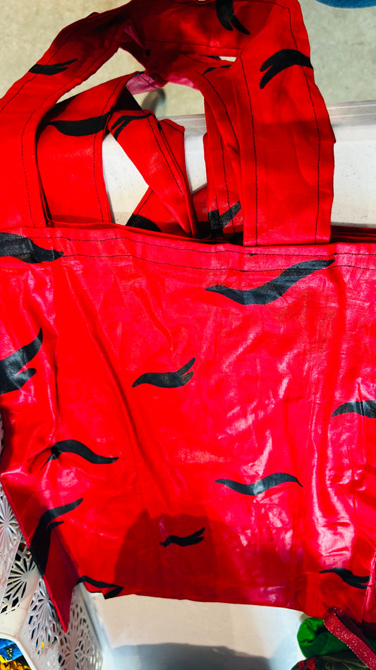 Red tote bag